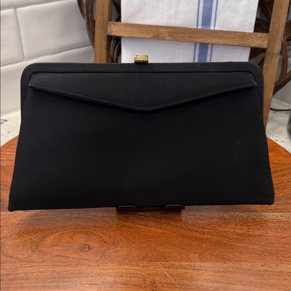 Vintage Waldman Clutch- Metallic Floral and Black - Picture 6 of 10